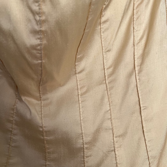 Pookie & Sebastian Beige Strapless Raw Silk Cocktail Dress Size Medium - Picture 3 of 6